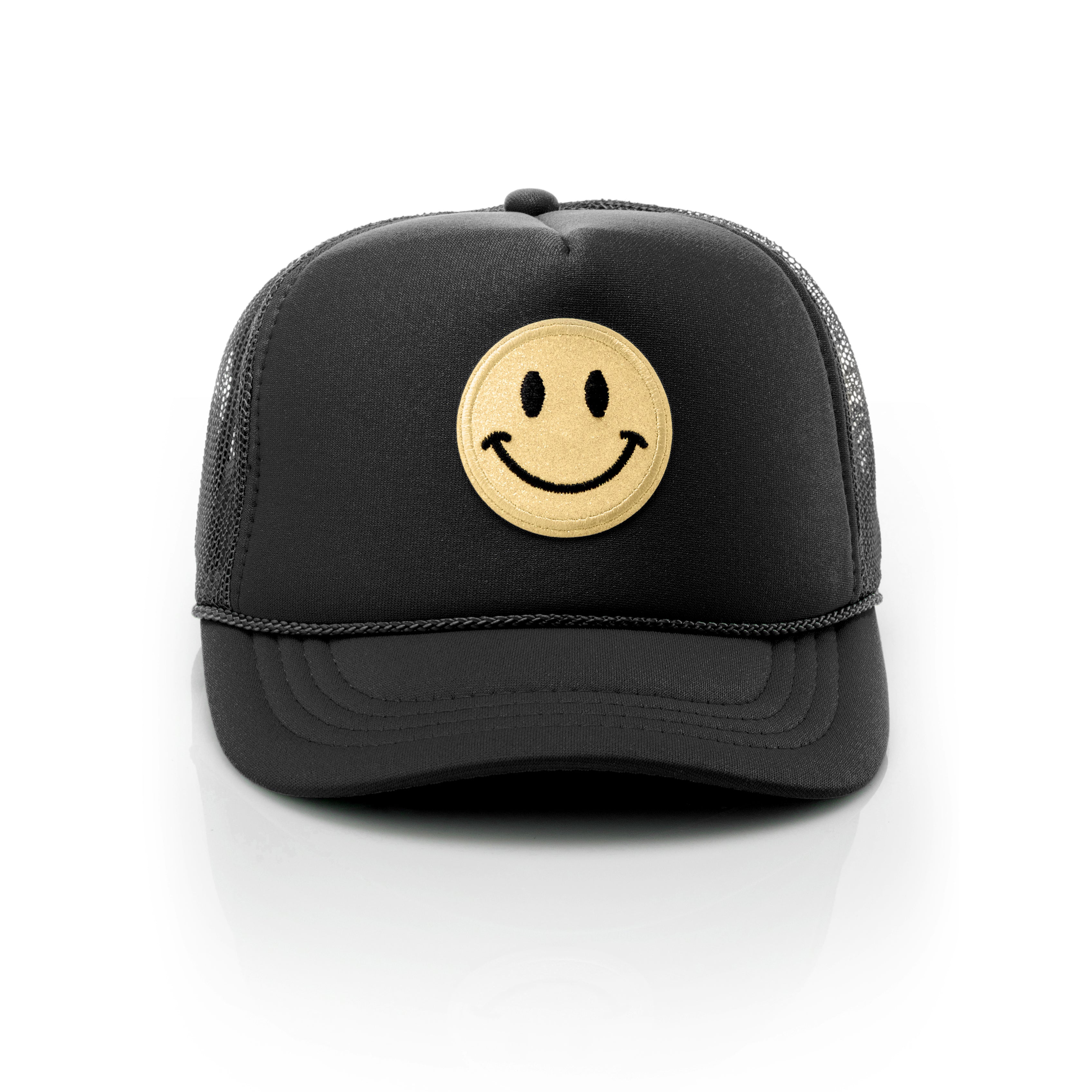 Kids Glitter Smiley Face Trucker Hat