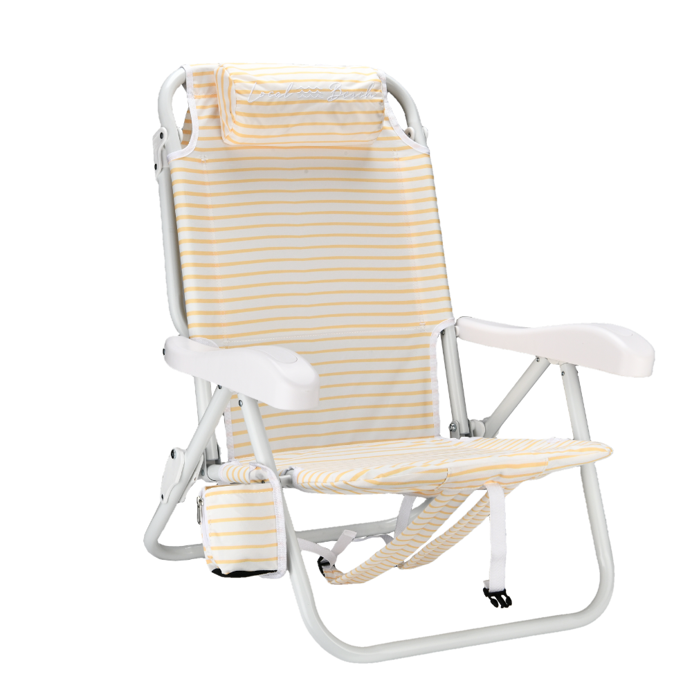 Brush Stripe Backpack Reclining Beach Chair Golden Haze - Gold