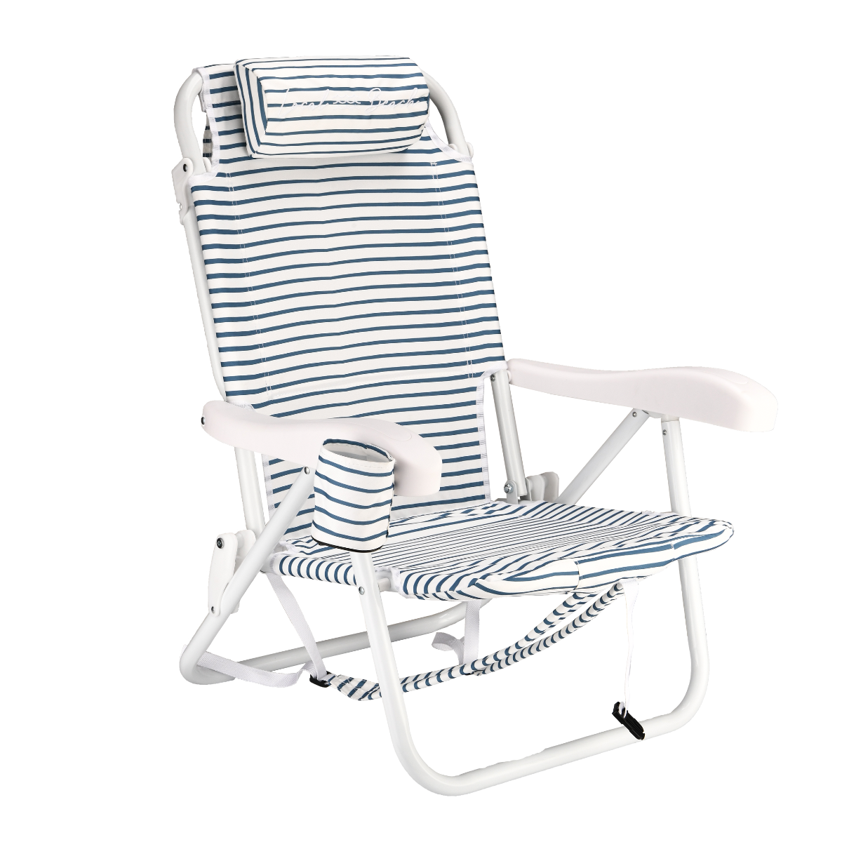 Brush Stripe Reclining Backpack Chair Blue