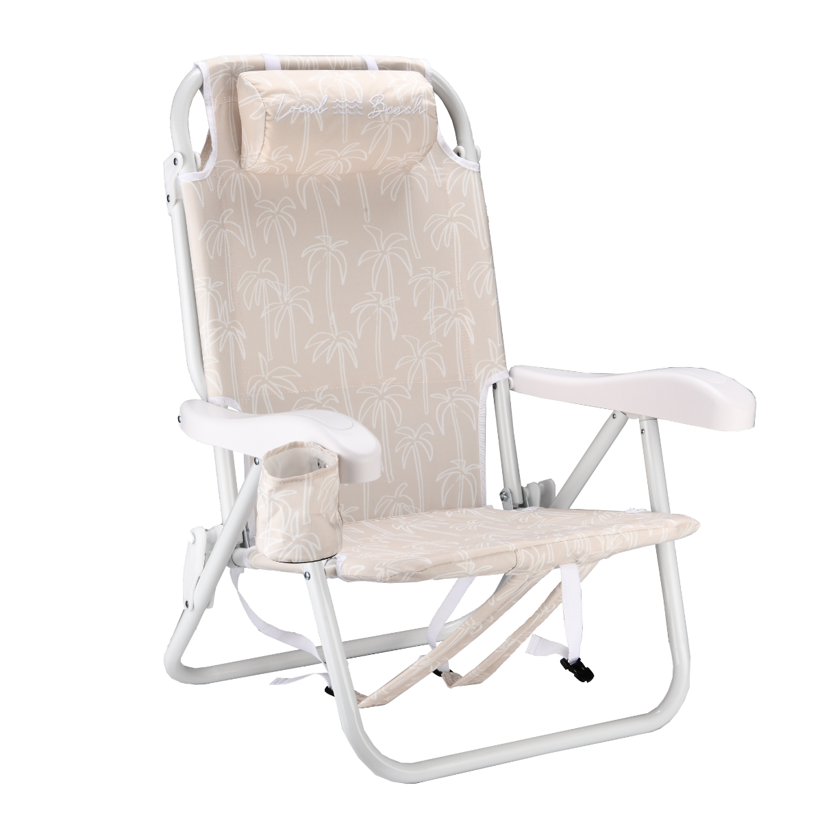 Multi Palms Reclining Backpack Beach Chair Tan