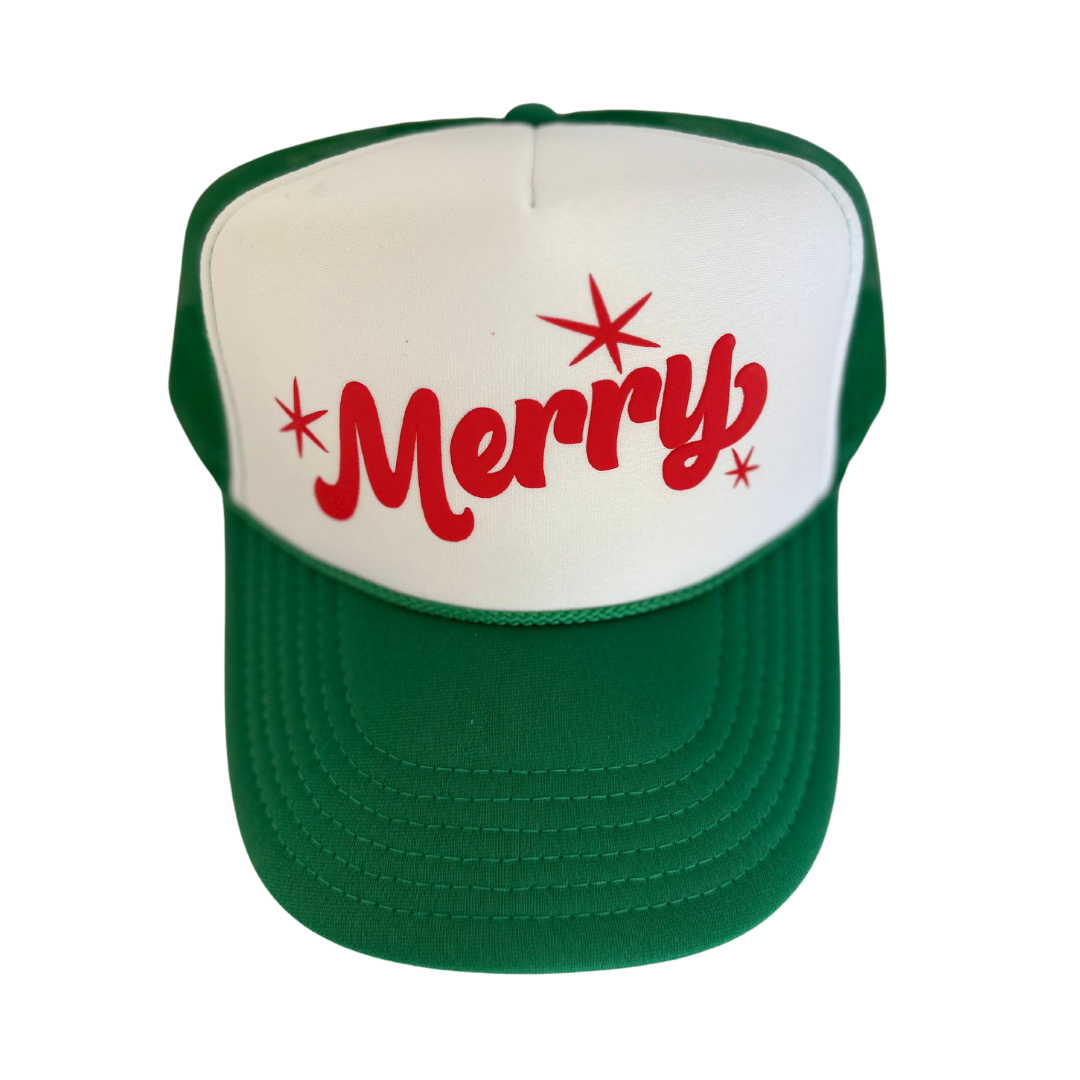Merry Trucker Hat White Front Camo