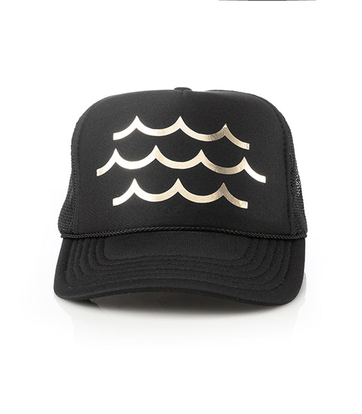 Local Beach Lightning Bolt Patch Trucker Hat Black