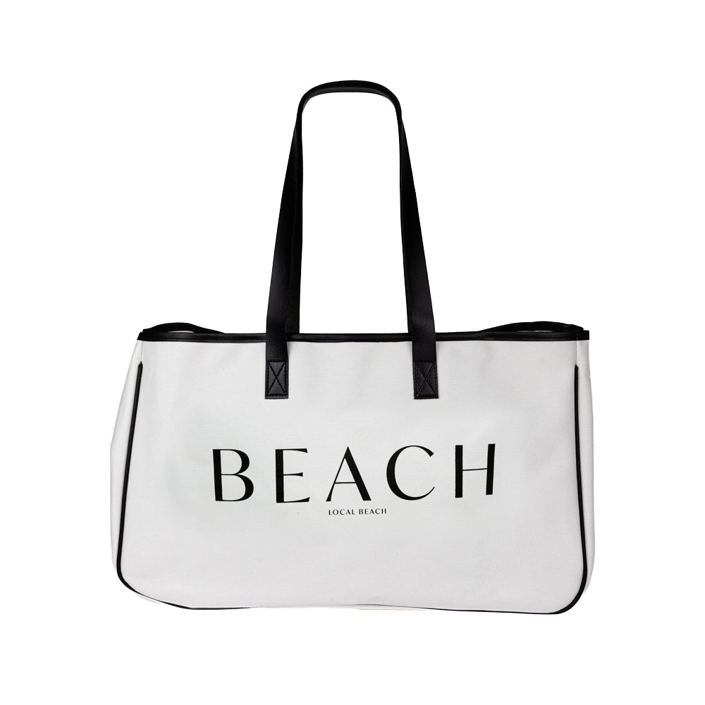 Black and white beach tote on sale