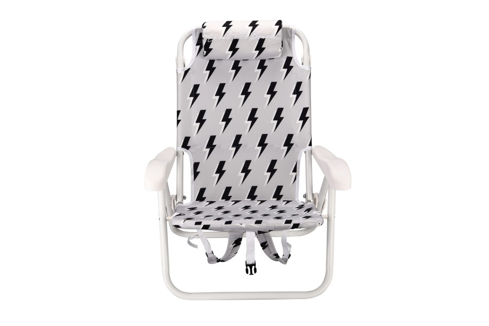 Lightning Bolt Backpack Beach Chair Gray Black LocalBeach