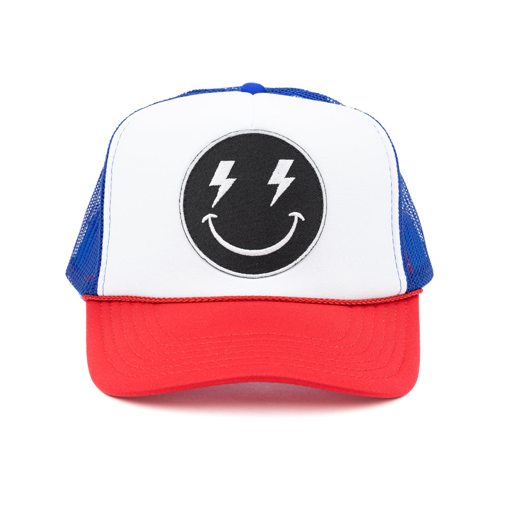 America Bolt Smiley Patch Trucker Hat