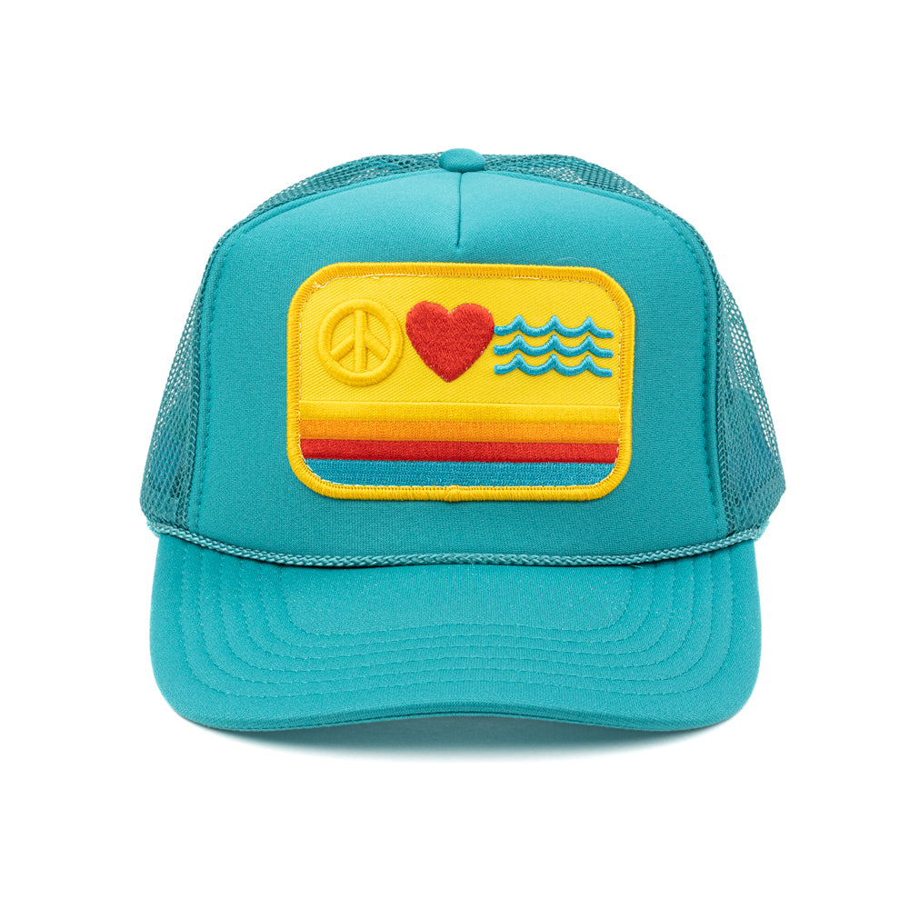 Peace Love & Waves Patch Trucker Hat