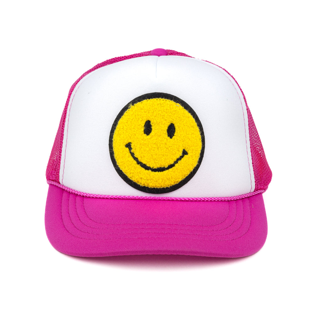 Pink Smiley Face Kids Trucker Hat
